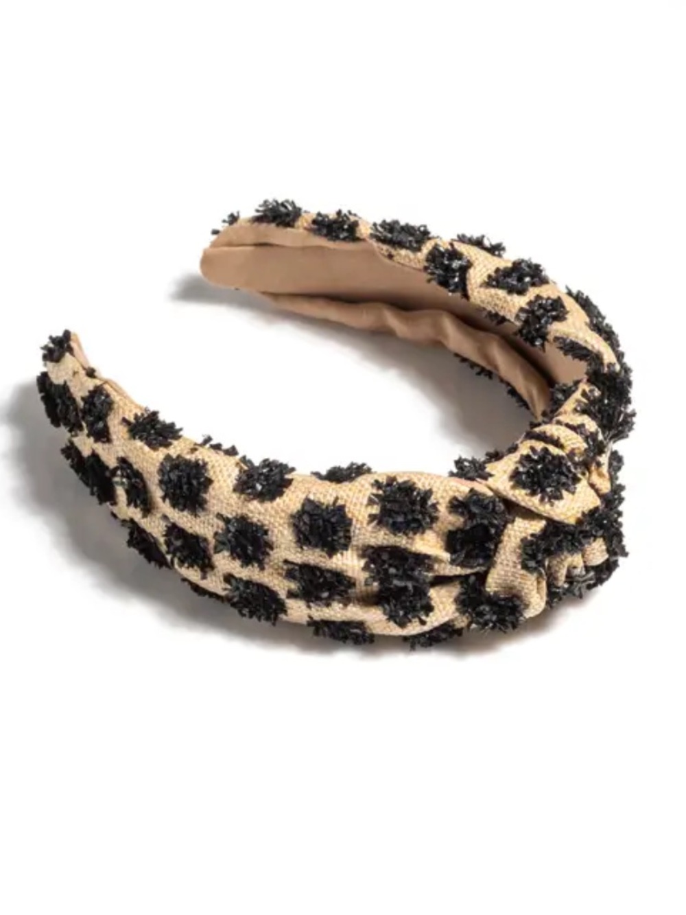 Shiraleah Black Beaded Dot Knotted Headband on Tan